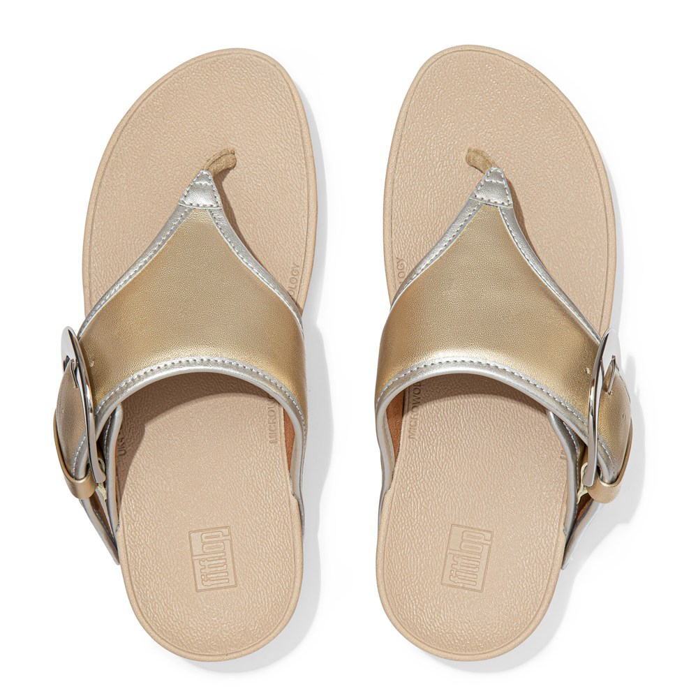 Fitflop Womens Sandals Gold - Olive Mixed-metallics Toe-post - 49YPQCAUT